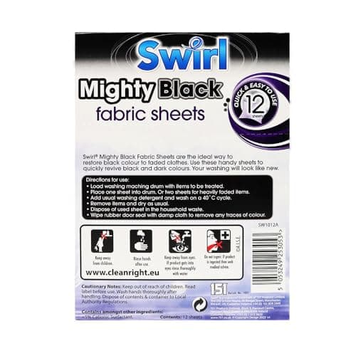 Swirl Black Fabric Sheets for Dark Cloth - Restoring Colors, Travel Wash Compatible, Revive Cloth Colour Run Protection, 3 Pack + Cheeroo Magnet — view 5