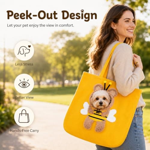 Paw Peek Pet Carrier Bag, Canvas Shoulder Tote for Small Dogs And Cats — view 2
