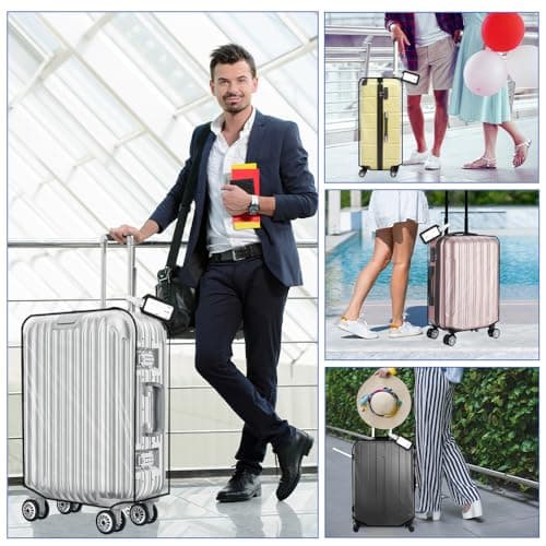 MAOMUN 3 PCS Clear Suitcase Cover with 3 Luggage Tags, Waterproof PVC Suitcase Covers Protectors Luggage Covers for Suitcases 20/24/28inch, Dustproof Luggage Cover for Travel Business Daily Using — view 5