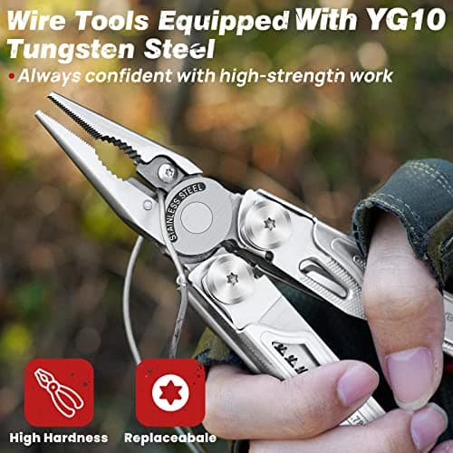 BIBURY Multitools, Camping Multi Tool Foldable Pliers with Scissors & Flint — view 3
