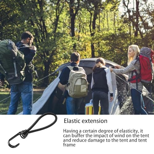 Bungee Cords - Small Elastic Camping Tent Bungee Straps, Outdoor Travel Short Bungee Cords | Lightweight Tarp Rope with Hook for Hiking, Climbing, Backpacking — view 4