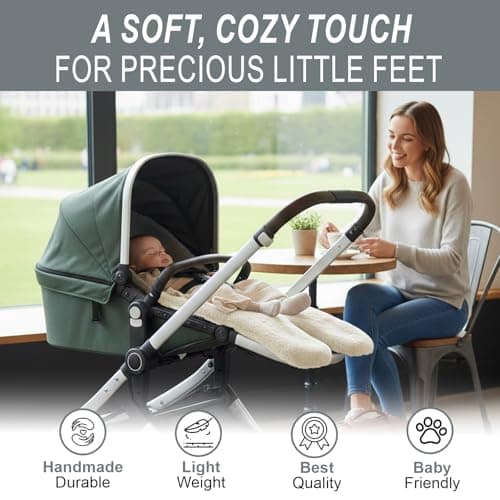 Shorn Sheepskin Pram Liner – Universal Fit Prams, Strollers, Buggies & Car Seats – Soft Natural Wool Cushioning with 3 Harness Slots – Breathable Temperature Regulating Baby Pram Insert - Natural — view 3