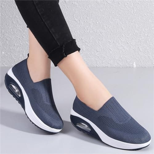 Running Trainers Womens Red Trainers Womens Summer Fashion Solid Color Flying Woven Non Slip Soft Sole Mesh Surface Travel Walking Covered Feet Shoes Gym Sneaker — view 2