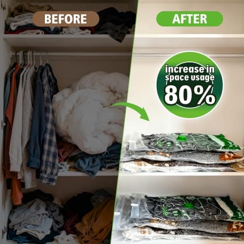 Storage Master Space Saver Bags for Travel and Home Reusable Vacuum Storage Bags Save 80% More Storage Space (12, M) — view 5