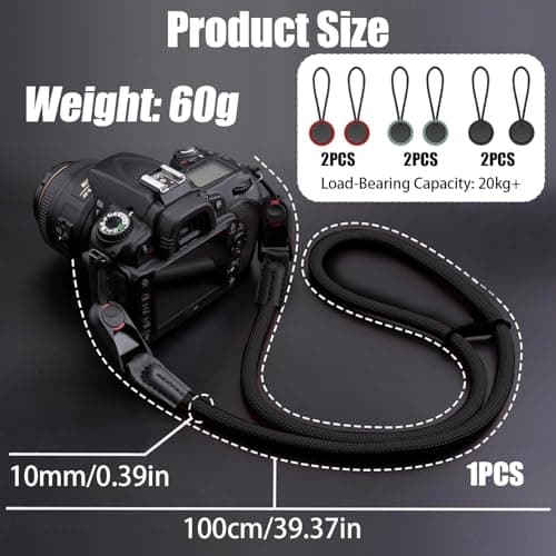 QMLING Camera Strap Quick Release Climbing Rope Camera Neck Strap Black — view 2