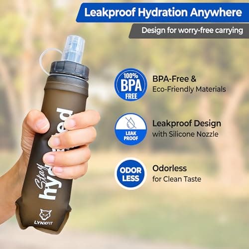LYNXFIT Soft Flask 350ml (2 Pack) – Collapsible Running Water Bottle, BPA Free TPU Hydration Flask with Bite Valve, Leakproof Foldable Water Bottle for Hydration Vest, Trail Running, Cycling, Hiking — view 4
