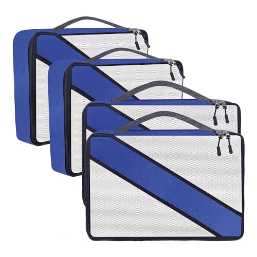 TRIP ON GO Packing Cubes For Travel Organizer Clothes Laundry Compression Suitcase Luggage Storage Travelling Pouches Bags Organiser, Polyester (Advance Large- Pack of 4, Navy Blue)