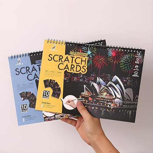 10-Page Scratch Art Book for Adults & Teens, A4 City Landmarks Activity Set — view 3