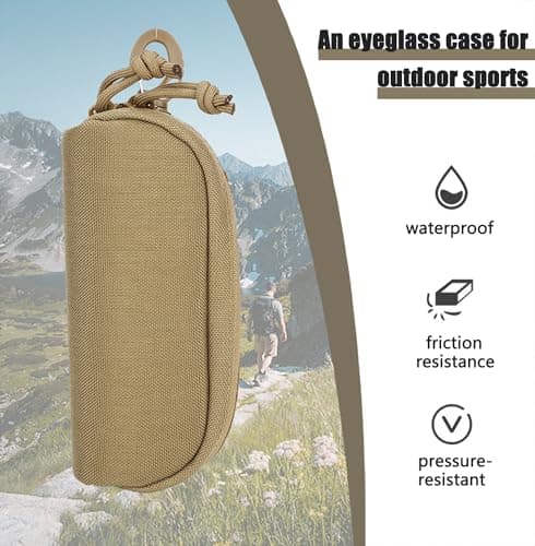 GMYIAK Strategic Hard Shell Glasses Case Portable Nylon Zippered Spectacle Cases for Bike Riding Hiking Belt Pouch Molle Pouches Travel Glasses Case with Belt Loop(Khaki) — view 3