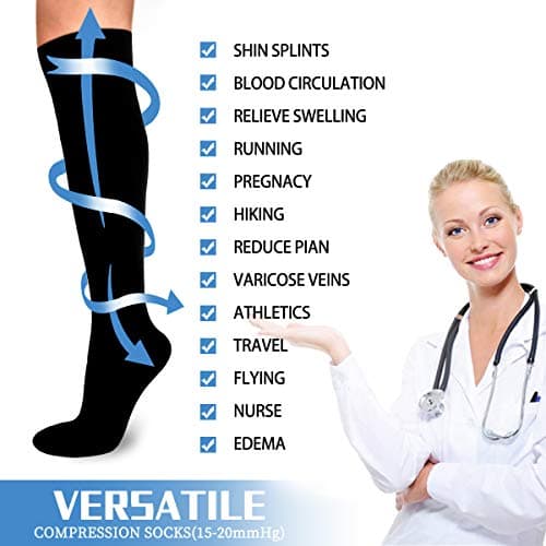 6 Pairs Compression Socks for Women & Men, 15-20mmHg Compression Stockings — view 2