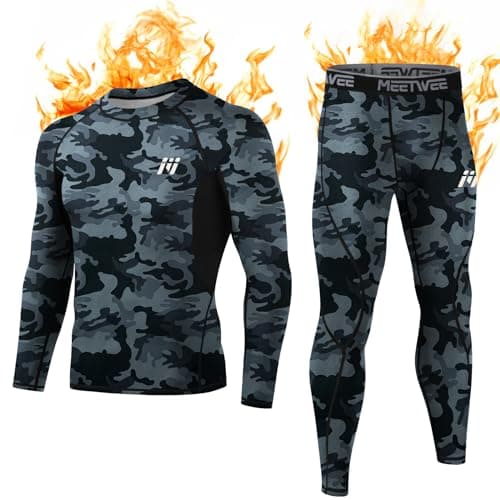MEETWEE Men’s Thermal Underwear Set, Winter Long Sleeve Base Layer Quick Dry Long Johns Compression Suit for Workout Skiing Running Hiking
