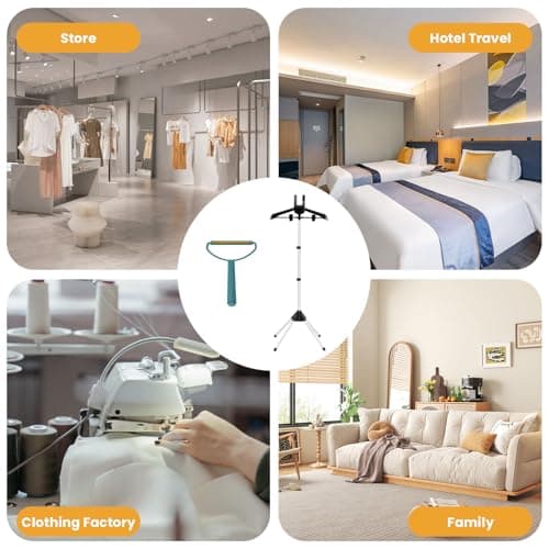 SUNNYNEST 2PC Black Folding Garment Steamer Stand Adjustable Aluminum Rack — view 4