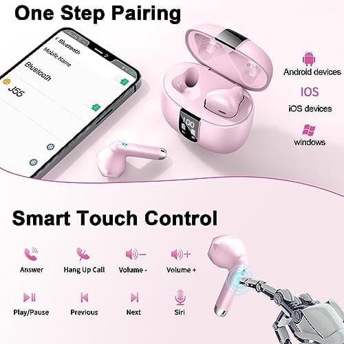 Drsaec Wireless Earbuds, 2026 NEW Wireless Headphones with 4 ENC Mic Pink — view 4