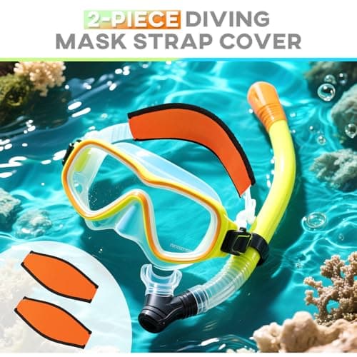 Dawitrly Scuba Mask Strap Cover, 2PCS Neoprene Diving Goggles Hair Protector Wrap, Waterproof Mask Slap Straps for Dive Snorkel, Swimming Water Sports Orange — view 4
