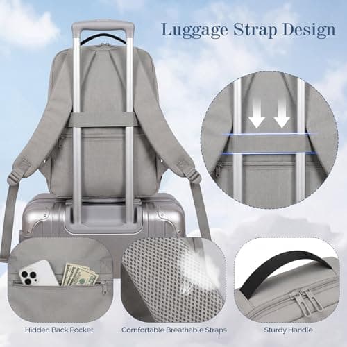 Tavoxda Travel Laptop Backpack, 40x30x20 Underseat Cabin Backpack, Grey — view 4