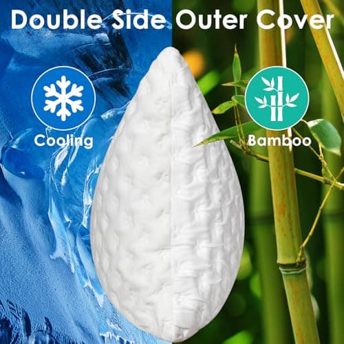 Cooling Side Sleeper Pillow 2 Pack for Neck and Shoulder Pain Relief, Adjustable Shredded Memory Foam Neck Pillows Sleeping, Cervical Support Bed Pillows, Queen Size 2 Pack Bed Pillows for Sleeping — view 3