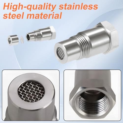 2 Pcs O2 Oxygen Sensor Adapter, M18 x 1.5 Steel Sensor Spacer with Filter — view 5