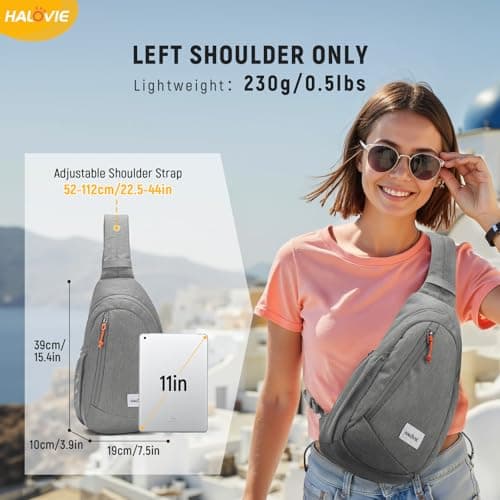 HALOVIE Anti Theft Sling Bag RFID Crossbody Bag Travel Sling Backpack Lightweight Shoulder Chest Bag for Hiking Walking — view 6