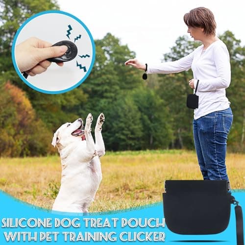 Grantop Silicone Dog Treat Pouch, Silicone Dog Training Bag with Pet Training Clicker, Dog Treat Bags for Walking, Portable Dog Treat Bag with Magnetic, Auto Closing and Waist Clip (Black) — view 6