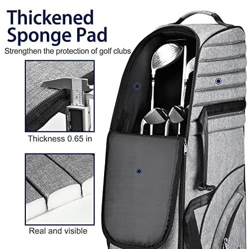 Golf Travel Bag with Wheels - Heavy Duty 900D Oxford Travel Golf Bag, Travel Cover Lightweight & Easy to Maneuver, with Shoes & Accessories Compartment (Grey) — view 4