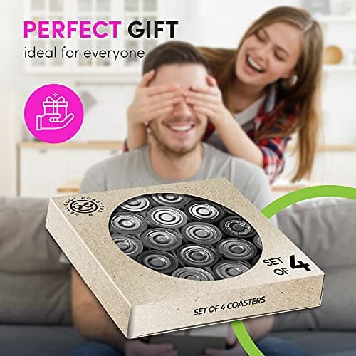 4 x Eco Boxed Cork Coasters - BW - Retro Batteries Power Bank Drink Cup Mug Glass Table Mat #38896 — view 5