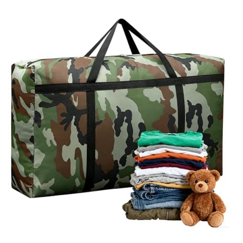 Multi-Size Moving Bag (40L-180L) - Heavy Duty Zippered Storage Bags with Handles for Clothes, Packing Bags for Moving House, Travel Home Organization (Camouflage patterns, 40L-50 * 35 * 20cm)