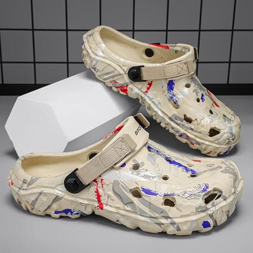 Men's Summer Camouflage Garden Clogs: Anti-Slip EVA Slip-on Sandals - Breathable Comfortable Mules Shoes - Outdoor Indoor Casual Slippers for Younger Khaki 47 — view 4