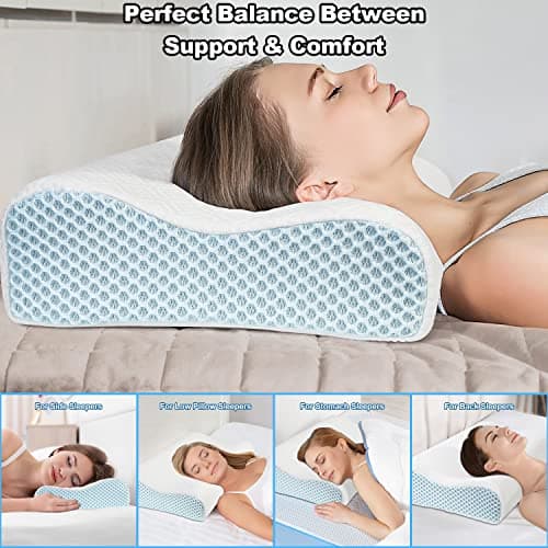 PKBD Memory Foam Pillow with Replacement Pillowcase(Cooling IceSilk&Cotton) — view 6