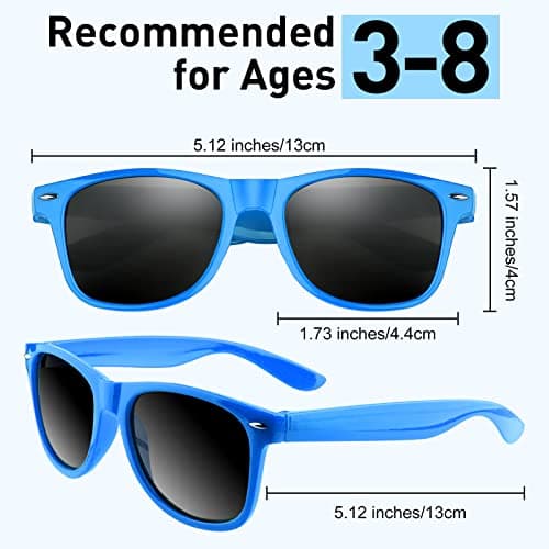Bouiexye 12 Pack Neon Sunglasses Kids Boys and Girls Glasses Kids Party Supplies Favors Bulk for Beach Pool (12 Color) — view 2