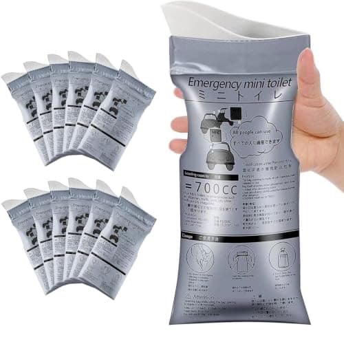 12 Pack Disposable Urine Bags 700ml, Portable Emergency Pee Bags with Absorbent Gel, Leak-Resistant Urinal Bags for Travel, Camping, Road Trips, Adults, Kids, Pregnant Women, Patients & Vomit Use