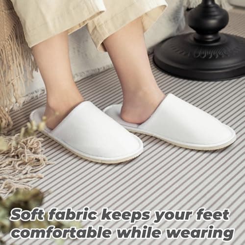 Tokaneit 20 Pairs Hotel Guest Slippers White, Spa Slippers Multipack, Travel Slipper, Soft and Comforable, Flat White Closed Toe House Shoes, for Guests, Wedding Party and Hospitality Use — view 5