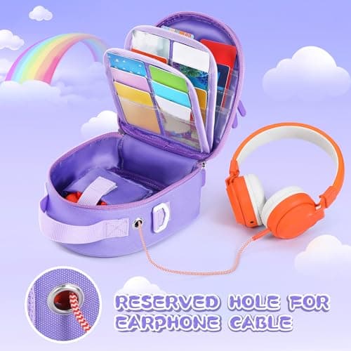 TATAVR Carrying Case Compatible with Yoto Mini, Card Holder Hold Up to 30 Cards, Travel Storage Bag with Adjustable Shoulder Strap for Audio Music Player & Headphone, Bag Only (Purple) — view 5