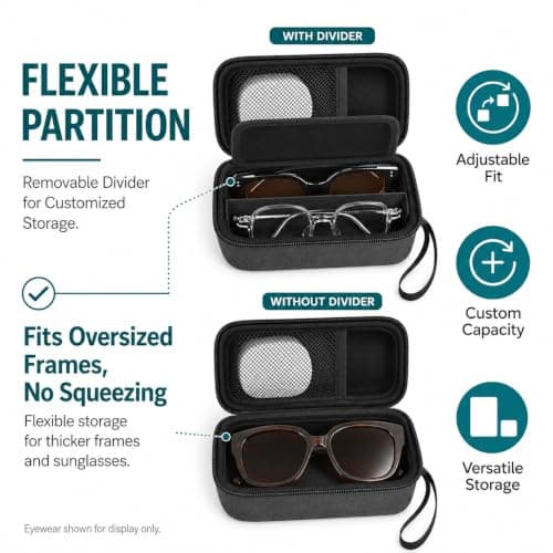 GWCASE Portable 2-in-1 Glasses and Contact Lens Travel Case for 2 Pairs — view 2