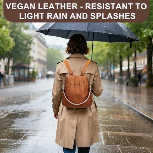 Eshow Womens Backpack Anti Theft Waterproof, Ladies Rucksack Vegan Leather Fashion, Daypack Convertible Small Makeup bag With RFID, Handbag Shoulder For Travel School Work Light Brown — view 6