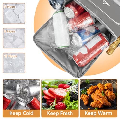 30L 40-Can Cooler Picnic Backpack Cool Bag, Portable Soft Food Cooler Box — view 4