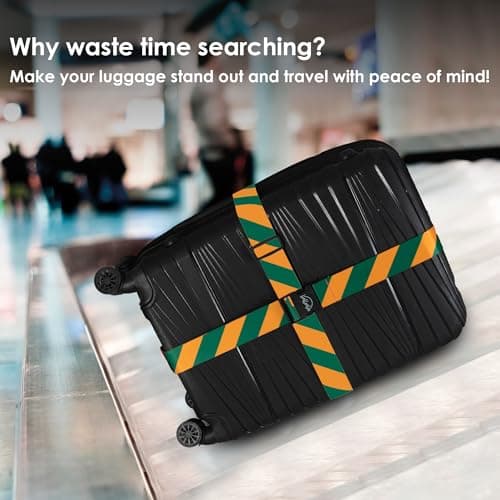 Adjustable Luggage Straps for Secure Travel,TSA Approved Heavy Duty Suitcase Belts with Quick-Release Buckle,Durable Travel Straps for Luggage Protection and Easy Identification 3 Pack (Orange Green) — view 2