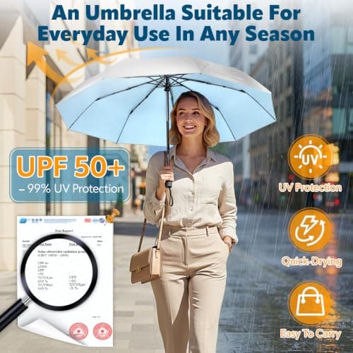 ZOMAKE UV Umbrella for Sun Protection UPF 50+ (46 Inch,Silver/Light Blue) — view 2