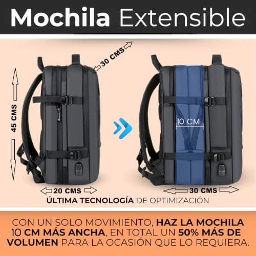 ALTOS OFFICE AND HOME. Expandable & Carry on Backpack, Extra Large 45L Airline Approved TSA, Synthetic Leather, Multiple Compartments, For Laptops up to 17", Water and scratch resistant, Comfortable, — view 3
