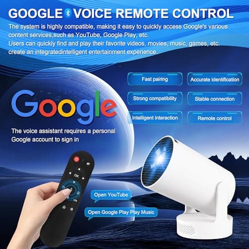 Mini Projector 10000L Portable Projectors with WiFi BT 5.4 Support 4K 1080P Smart Projector for Bedroom Compatibile with HDMI/TV Stick/Memory Stick/Laptop — view 3