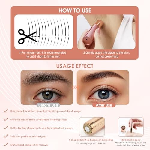 Facial Hair Remover for Women Face Hair Trimmer Rechargeable Facial Shaver — view 6