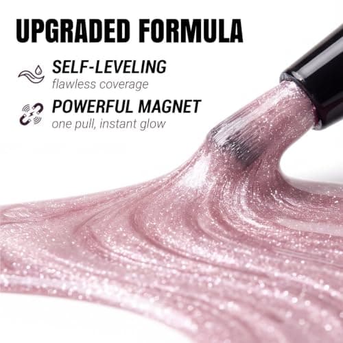 Cat Eye Gel Pen, No Base/Top Need, Snap-On Magnet, Sheer Pink Glass Glitter — view 2