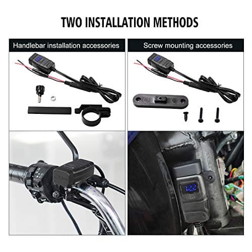 Beedove Motorcycle USB Charger, QC3.0 Quick Charge 12v USB socket, with Voltmeter Display and Switch Waterproof Motorbike Phone Charger for Motorbike/Car/Boat/Campervan/Caravan (Blue) — view 5