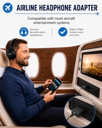 ONYXX Electronics Aircraft Headphone Adapter, Airline Dual 3.5mm Plug to 3.5mm Audio Jack Converter, Airplane Headphone Jack Adapter, Flight Entertainment Audio Adapter, Gold-Plated Connectors — view 2