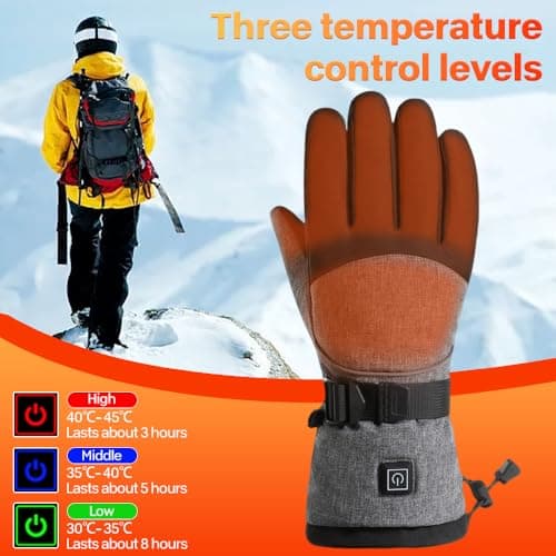 Heated Gloves,5V 5000mAh Rechargeable Heated Gloves for Men Women,Waterproof & Upgrade Non-Slip Electric Heating Glove for Motorcycling,Hunting,Skiing,Outdoor Work — view 3