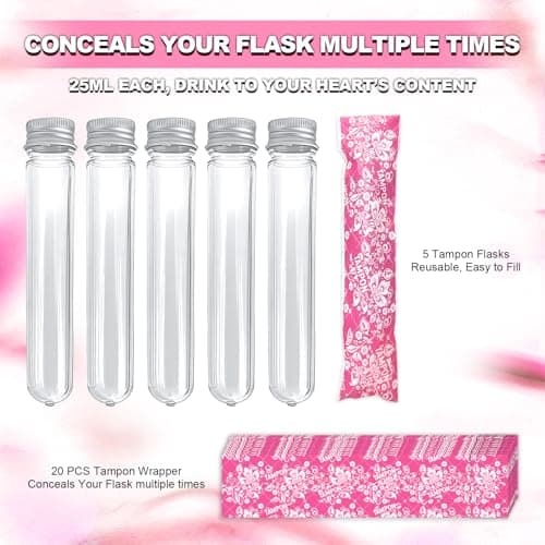 Secret Flask Best Hidden Alcohol Containers Discreet Festival Hidden Flasks for Women with 5 Pcs 25ML Tubes and 20 Pcs Tampon Wrappers Perfect for Parties and Events Sneak Alcohol — view 3