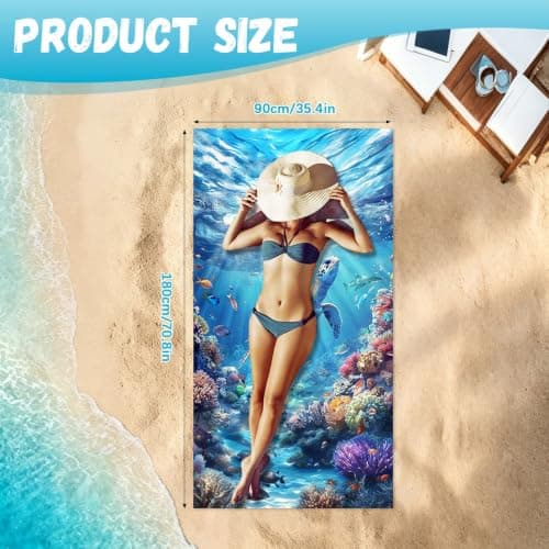 Microfibre Beach Towels for Adults, 180 × 90 cm Extra Large Quick Dry Towel — view 2