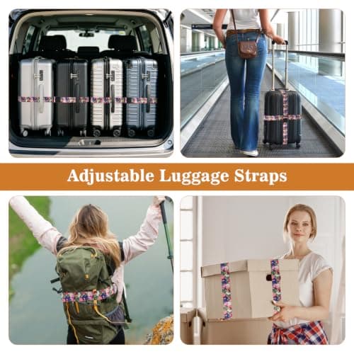 2Pcs Luggage Straps for Suitcase, Suitcase Straps Adjustable, Flower Cross Luggage Belt with Lock for 20-32 inch Travel Case — view 5