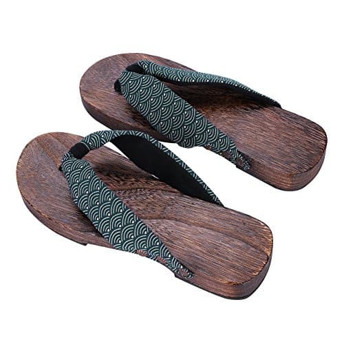SIQITECHUK Men's Kimono Geta Sandals - Black/Dark Blue, Size 8.5 UK, Medium Width, Retro Pattern, Non-Slip, Breathable, Casual Sandals for Men - Walking, Beach, Shopping, Travel — view 4