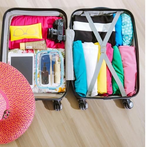Tabanzhe Clear Travel Toiletries Bag-2 PCS Waterproof Make up Bag with Zippers PVC Cosmetic Pouch Wash Organizer Case Travel Accessories for Men Women Business Bathroom Storage(Blue) — view 5