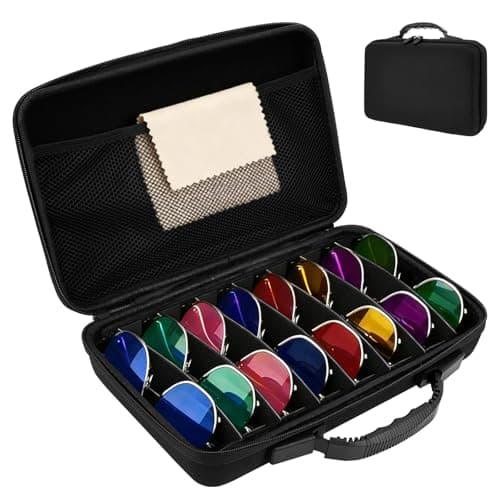 Foppla Hard Shell Travel Sunglass Case with Adjustable Dividers for Multiple Pairs, Waterproof Eyeglass Organizer Holder for Men Women, Magnetic Glasses Storage for Car and Home(8 card slots)